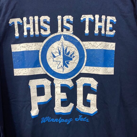 NHL Winnipeg Jets "The Peg" Long Sleeve Blue T-Shirt XL - Picture 2 of 4